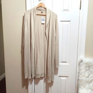 NWT Charter Club Rayon Duster Cardigan Sweater Shimmer. Cream Gold. XL.